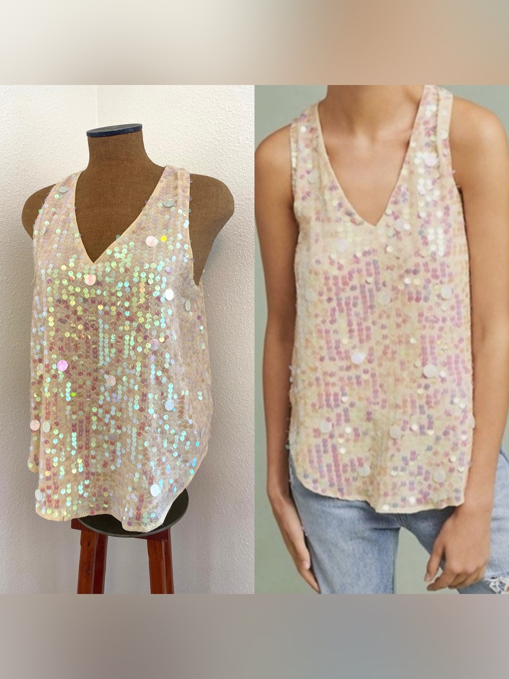 Mermaidcore Iridescent Boho Glam Sequence Racer Back Chiffon Tank 12 Retro Chic’